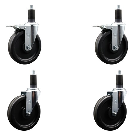 Service Caster 6'' Phenolic Swivel 1-1/4'' Expand Stem Caster Set 2 Total Lock Brakes, 4PK SCC-EXTTL20S615-PHS-2-S-2-114